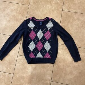 Izod Navy and Pink Argyle Sweater